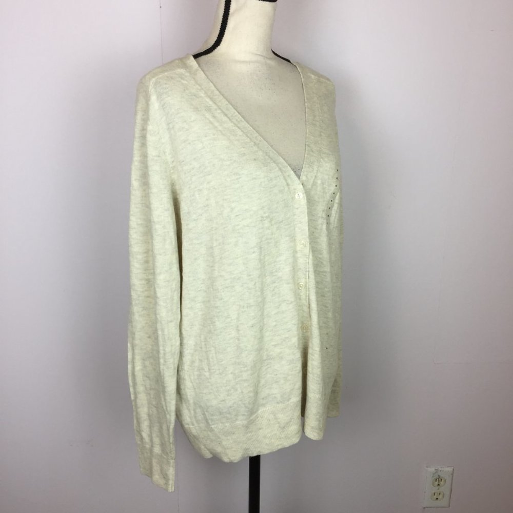 NWT Gap Cardigan Sweater Size XL Womans Beige Cotton Blend V-Neck Long Sleeve - Picture 5 of 16